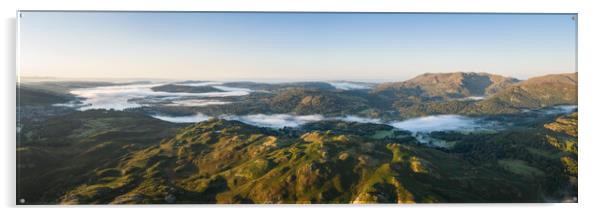 Loughrigg Fell and Langdlae cloud inversion aerial Lake District Acrylic by Sonny Ryse