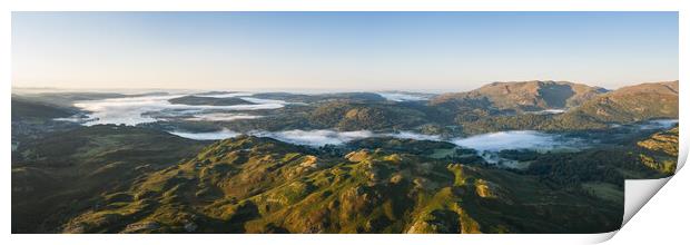 Loughrigg Fell and Langdlae cloud inversion aerial Lake District Print by Sonny Ryse
