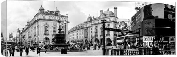 Piccadilly Circus London Street Black and white Canvas Print by Sonny Ryse