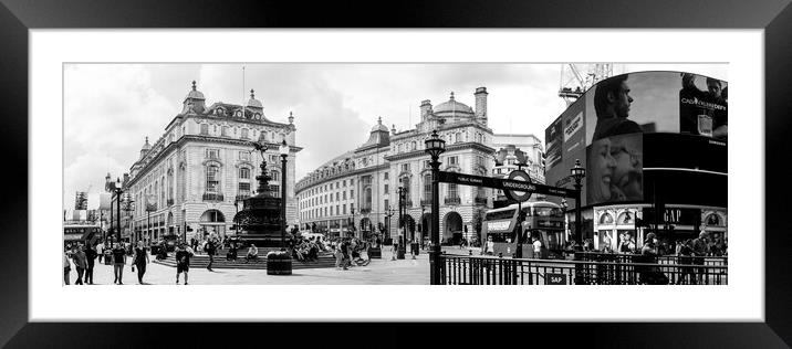 Piccadilly Circus London Street Black and white Framed Mounted Print by Sonny Ryse