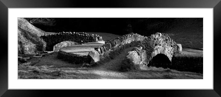 Seven Bridges Valley Studley Royal Deer Park Yorkshire black and white Framed Mounted Print by Sonny Ryse
