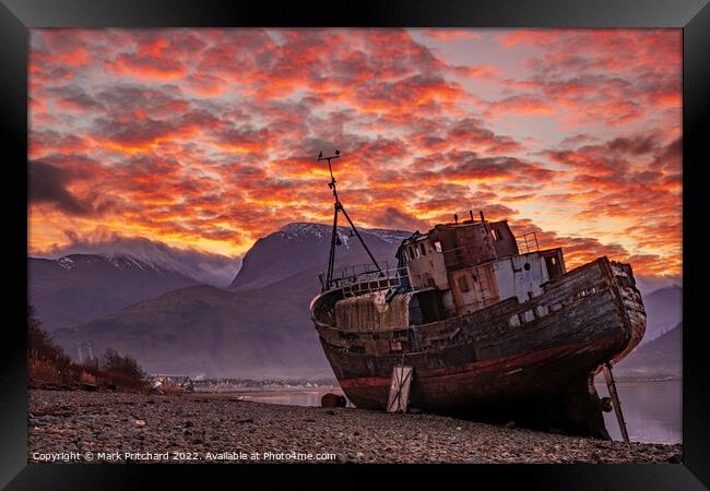 Corpach Wreck Sunrise Framed Print by Mark Pritchard