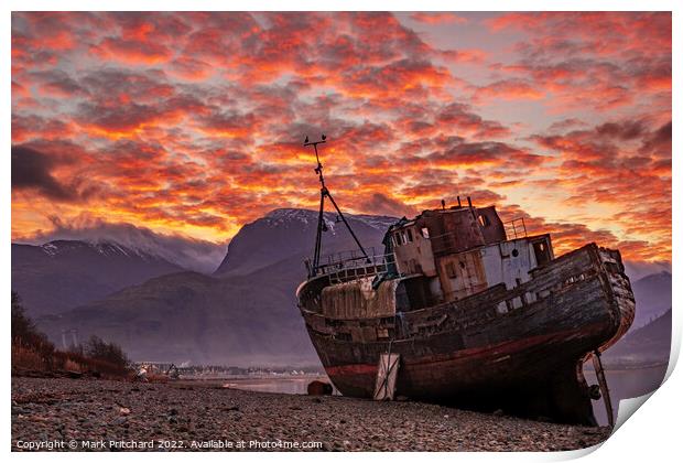 Corpach Wreck Sunrise Print by Mark Pritchard