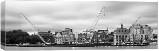 Thames River Black Friars Black and white London Canvas Print by Sonny Ryse