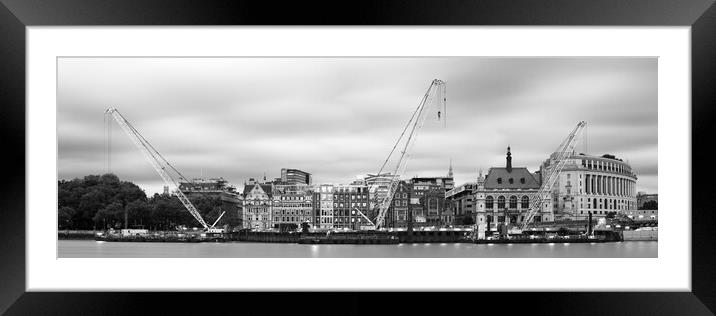 Thames River Black Friars Black and white London Framed Mounted Print by Sonny Ryse