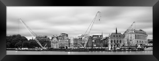 Thames River Black Friars Black and white London Framed Print by Sonny Ryse
