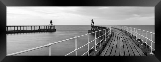 Whitby harbour Pier Black and white Yorkshire coast England.jpg Framed Print by Sonny Ryse