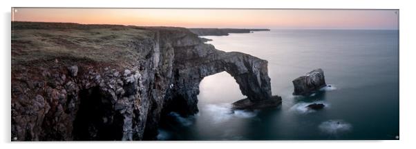 Green Bridge of Wales Sunrise Stack Rocks Pembrokeshire Coast and Cliffs Wales Acrylic by Sonny Ryse