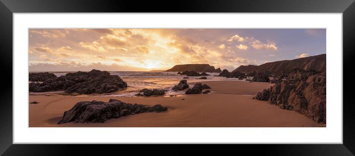 Marloes Sands Beach Sunset Pembrokeshire Coast Wales Framed Mounted Print by Sonny Ryse