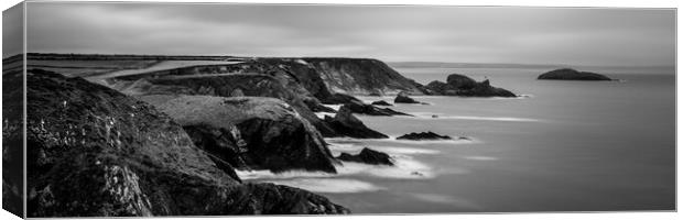 Solva Cliffs black and white Pembrokeshire Coast Wales Canvas Print by Sonny Ryse