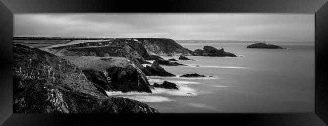 Solva Cliffs black and white Pembrokeshire Coast Wales Framed Print by Sonny Ryse