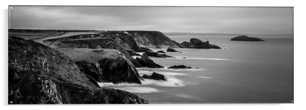 Solva Cliffs black and white Pembrokeshire Coast Wales Acrylic by Sonny Ryse