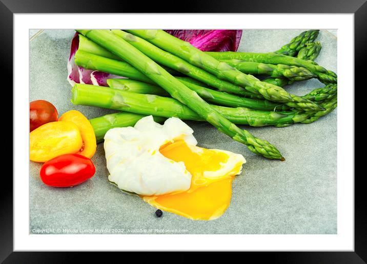 Vitamin salad with vegetables and poached egg. Framed Mounted Print by Mykola Lunov Mykola