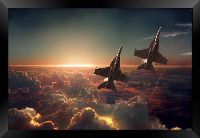 F18 Hornet Cloud Burst Framed Print by J Biggadike