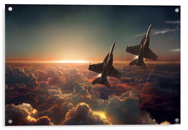 F18 Hornet Cloud Burst Acrylic by J Biggadike