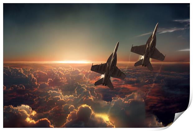 F18 Hornet Cloud Burst Print by J Biggadike
