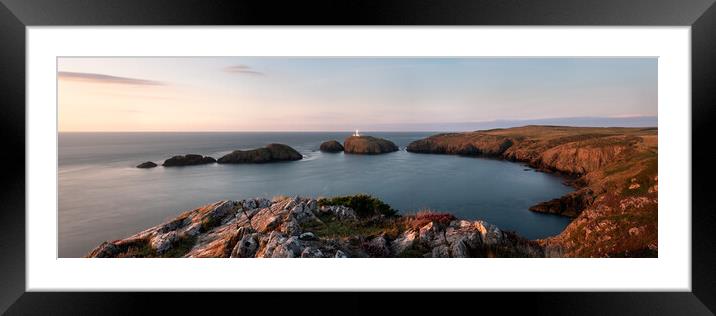 Strumble Head Lighthouse sunset Pembrokeshire Coast Wales Framed Mounted Print by Sonny Ryse