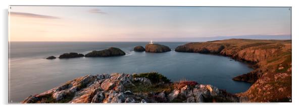 Strumble Head Lighthouse sunset Pembrokeshire Coast Wales Acrylic by Sonny Ryse