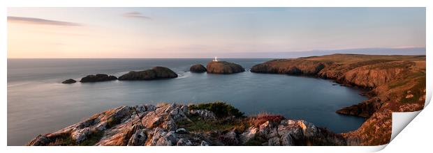Strumble Head Lighthouse sunset Pembrokeshire Coast Wales Print by Sonny Ryse
