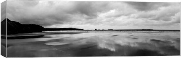 Whitesands bay beach pembrokeshire coast wales black and white Canvas Print by Sonny Ryse