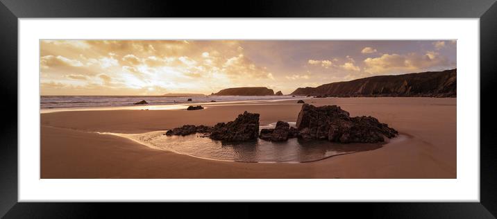 Marloes Sands Beach Sunset Pembrokeshire Coast Wales Framed Mounted Print by Sonny Ryse