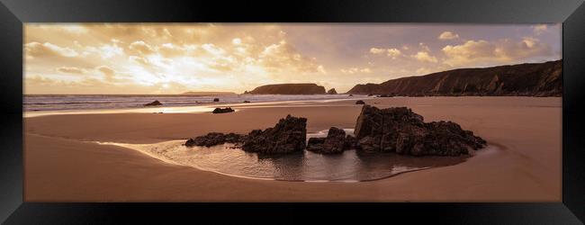 Marloes Sands Beach Sunset Pembrokeshire Coast Wales Framed Print by Sonny Ryse