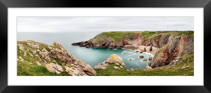 Flimston Bay beach Castlemartin Stack Rocks Pembrokeshire Coast  Framed Mounted Print by Sonny Ryse