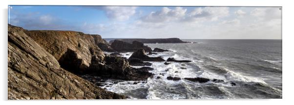 Little Castles Bay Marloes Peninsula Pembrokeshire Coast Wales Acrylic by Sonny Ryse