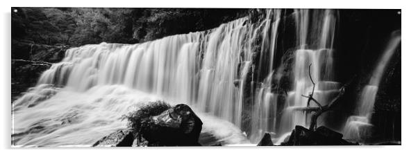 Sgwd Isaf Clun-Gwyn Waterfall Four falls brecon beacons wales bl Acrylic by Sonny Ryse