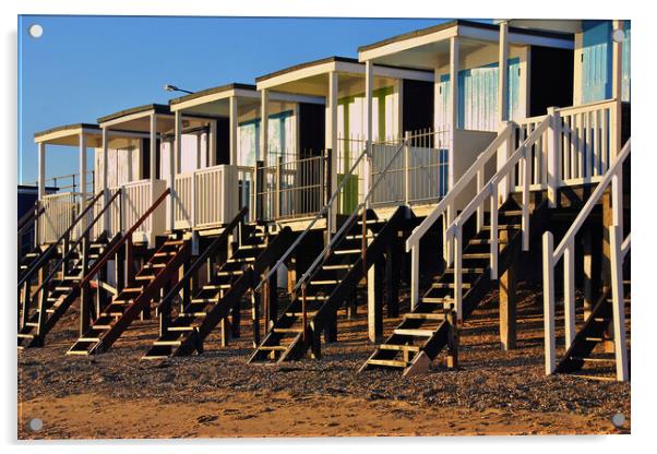 Thorpe Bay Beach Huts Essex England Acrylic by Andy Evans Photos