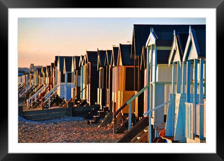Thorpe Bay Beach Huts Essex England Framed Mounted Print by Andy Evans Photos