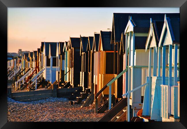 Thorpe Bay Beach Huts Essex England Framed Print by Andy Evans Photos