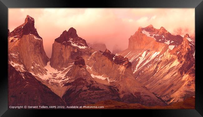 Torres and Cuernos, Torres del Paine, Patagonia, Chile, S. America Framed Print by Geraint Tellem ARPS
