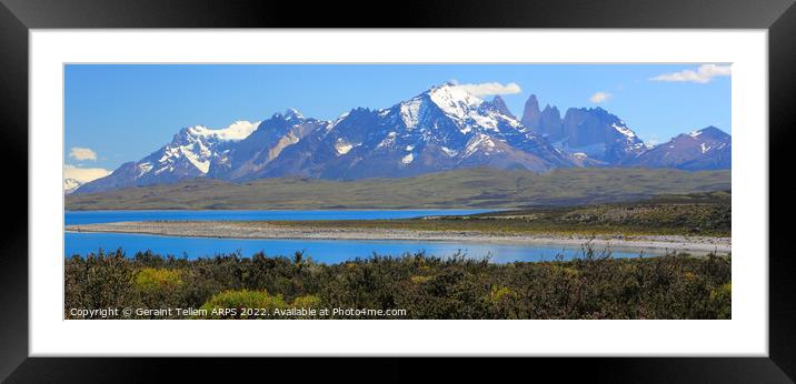 Torres and Cuernos, Torres del Paine, Patagonia, Chile, S. America Framed Mounted Print by Geraint Tellem ARPS