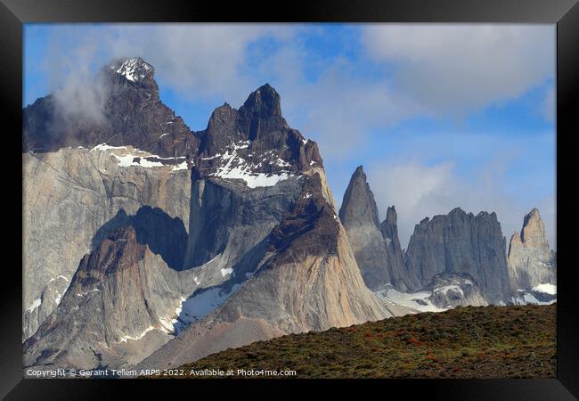 Torres and Cuernos, Torres del Paine, Patagonia, Chile, S. America Framed Print by Geraint Tellem ARPS