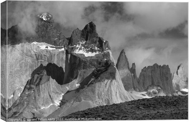 Torres and Cuernos, Torres del Paine, Patagonia, Chile, S. America Canvas Print by Geraint Tellem ARPS