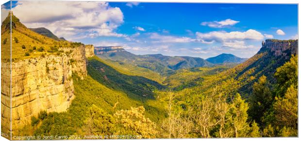 Panoramic of the Guillerias from the Collsacabra Canvas Print by Jordi Carrio