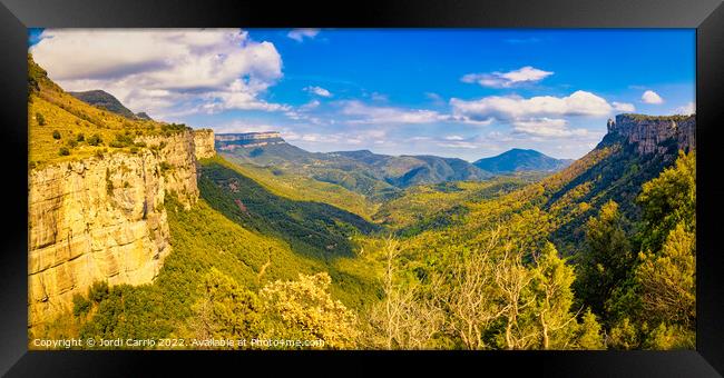 Panoramic of the Guillerias from the Collsacabra Framed Print by Jordi Carrio