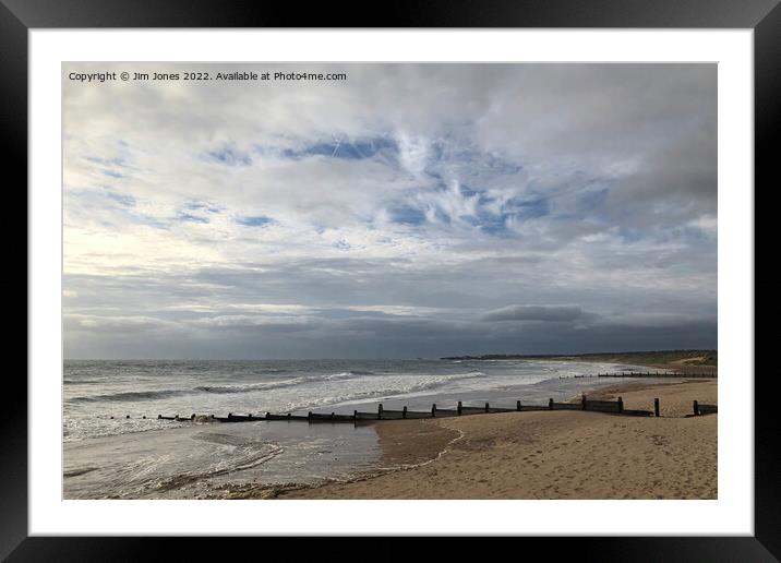 Deserted Northumbrian beach in August Framed Mounted Print by Jim Jones