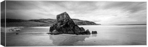 Garry beach Sea Stack North Tolsta Isle of Lewis Outer Hebrides black and white Canvas Print by Sonny Ryse