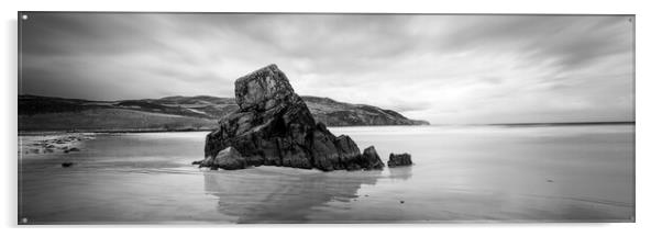 Garry beach Sea Stack North Tolsta Isle of Lewis Outer Hebrides black and white Acrylic by Sonny Ryse