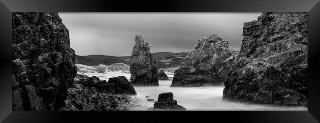 Garry beach Sea Stacks black and white North Tolsta Isle of Lewis Outer Hebrides 2 Framed Print by Sonny Ryse
