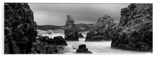 Garry beach Sea Stacks black and white North Tolsta Isle of Lewis Outer Hebrides 2 Acrylic by Sonny Ryse