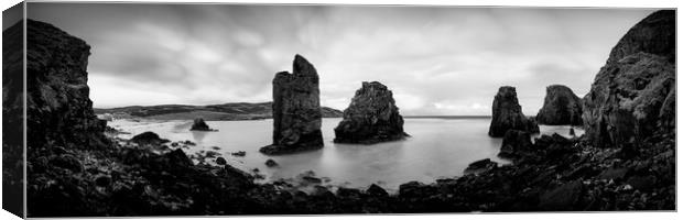 Garry beach Sea Stacks black and white North Tolsta Isle of Lewis Outer Hebrides Canvas Print by Sonny Ryse