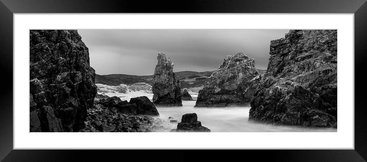 Garry beach Sea Stacks black and white North Tolsta Isle of Lewis Outer Hebrides 2 Framed Mounted Print by Sonny Ryse