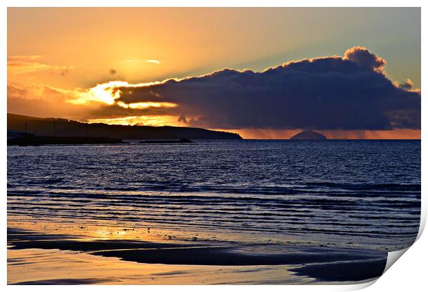 Weather incoming, Ailsa Craig at sunset Print by Allan Durward Photography