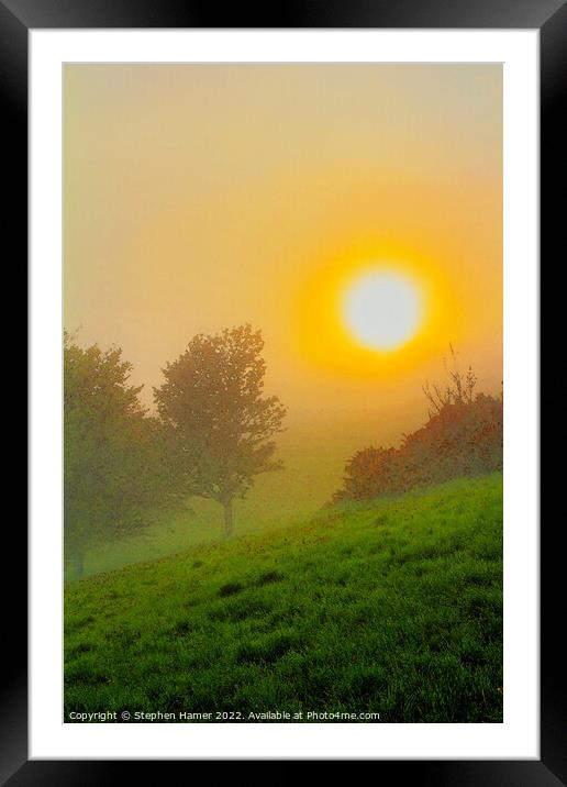 Golden Misty Sunset Framed Mounted Print by Stephen Hamer