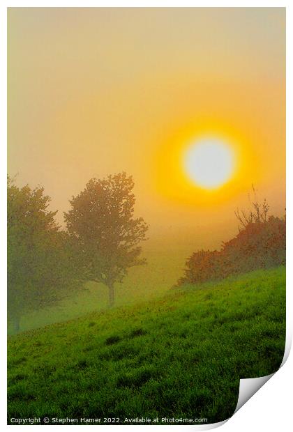 Golden Misty Sunset Print by Stephen Hamer
