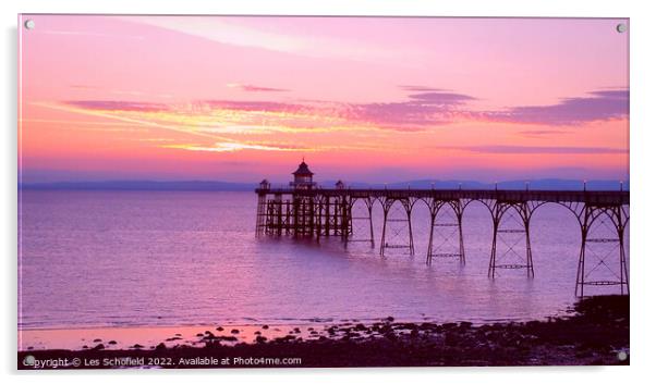 Clevedon pier.  Acrylic by Les Schofield