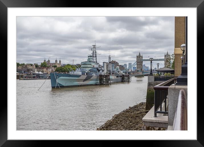 HMS Belfast from the Queens Walk Framed Mounted Print by Jason Wells